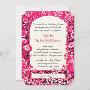 Fuchsia Victorian Rose Wedding Invitations