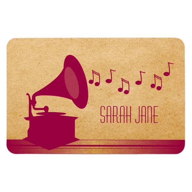 Fuchsia Vintage Gramophone Premium Magnet (Horizontal)
