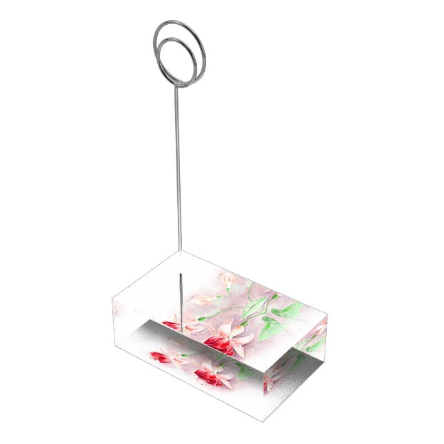Fuchsia watercolor art red pink table number stand (Corner)