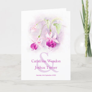 Fuchsia watercolor purple pink Wedding Program