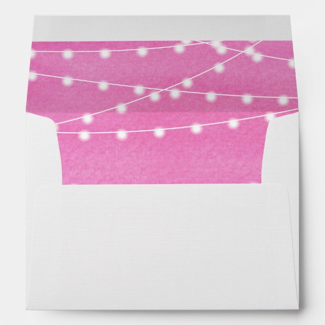 Fuchsia Watercolor String Lights Envelope (Back (Bottom))