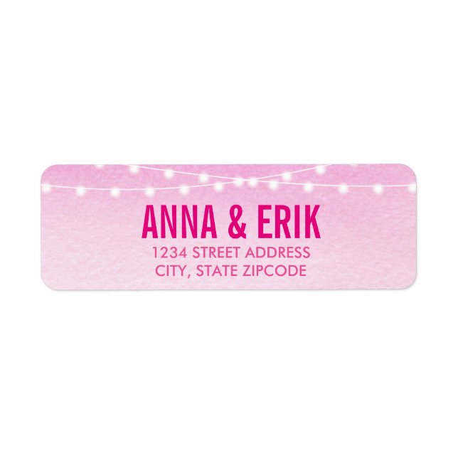 Fuchsia Watercolor String Lights Label (Front)