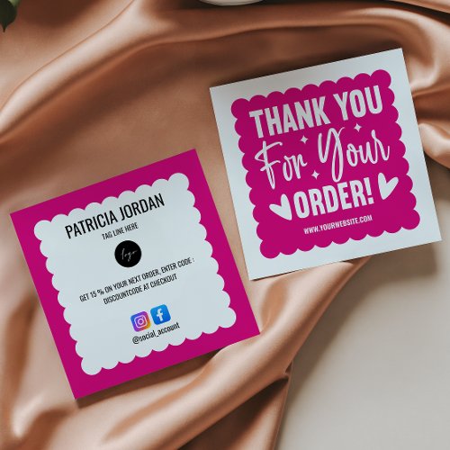 Fuchsia Wave Order Thank you LOGO Social Icon  Square Business Card