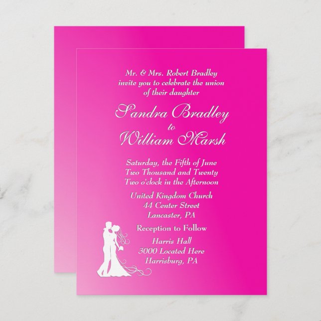 Fuchsia Wedding Invitation (Front/Back)