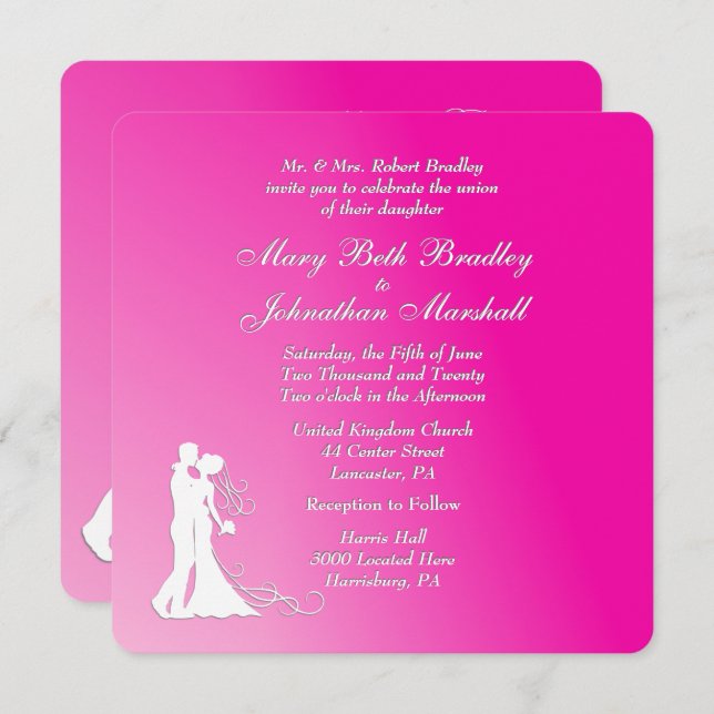 Fuchsia Wedding Invitation (Front/Back)