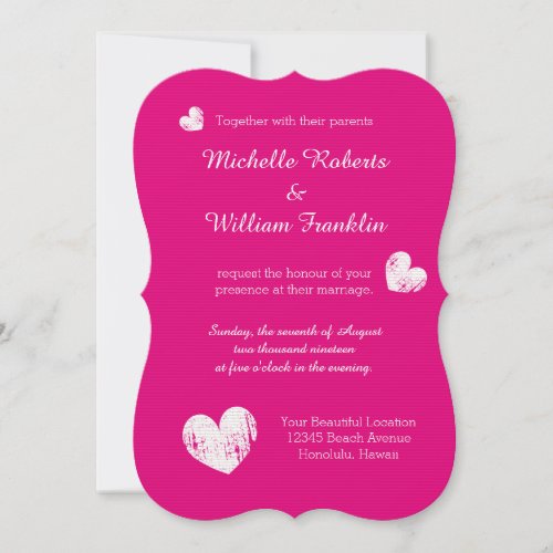 Fuchsia wedding invitations  hot neon pink color