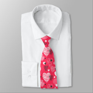 Fuchsia Whimsical Heart Valentine Neck Tie