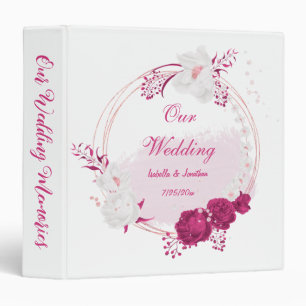 fuchsia & white floral wedding photo album 3 ring binder