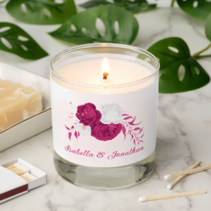 fuchsia white flowers botanical wedding scented candle