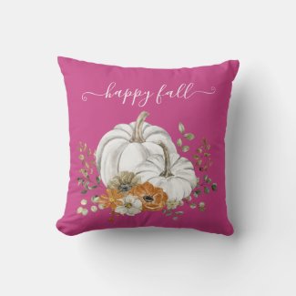 Fuchsia White Watercolor Pumpkin Rustic Fall