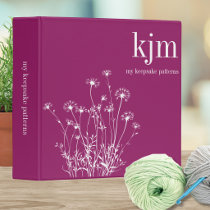 Fuchsia & White Wildflowers Pattern Keeper 3 Ring Binder