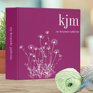 Fuchsia & White Wildflowers Pattern Keeper 3 Ring Binder