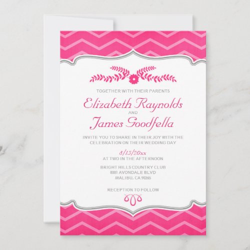 Fuchsia Zigzag Wedding Invitations