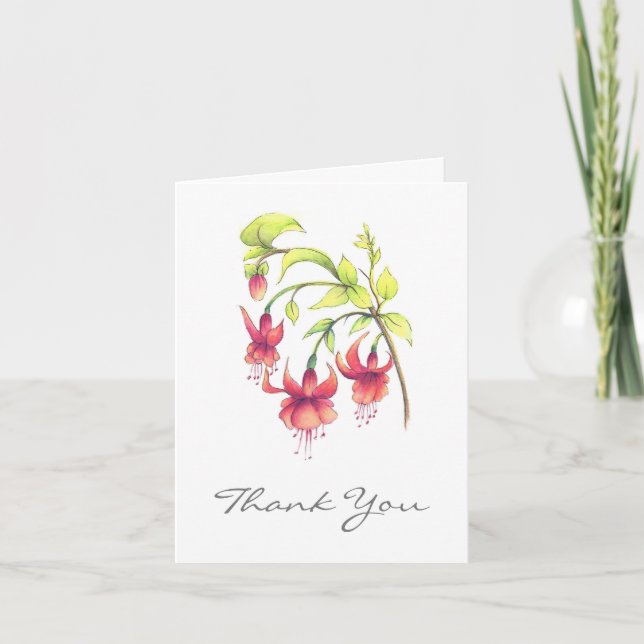 Fuchsias Letterpress Thank You Card (Front)