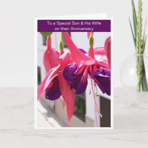 Fuchsias Son And Wife Personalised Anniversary Card