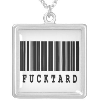 fucktard funny barcode design silver plated necklace