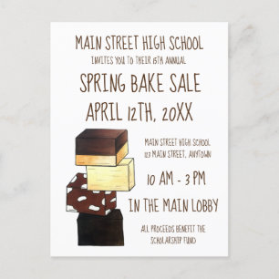Fudge Confection Confectionery Candy Bake Sale Invitation Postcard