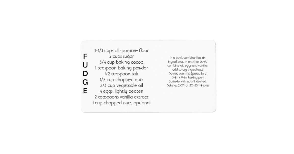 Fudge Labels Zazzle