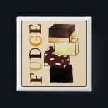 Fudge Stack Confection Confectionery Candy Sweets Button<br><div class="desc">Foodie design features an original marker illustration of a stack of fudge squares in chocolate peanut butter, vanilla, chocolate marshmallow and dark chocolate. This candy design is also available on other products. Lots of additional food and confectionery themed illustrations are also available from this shop. Don't see what you're looking...</div>