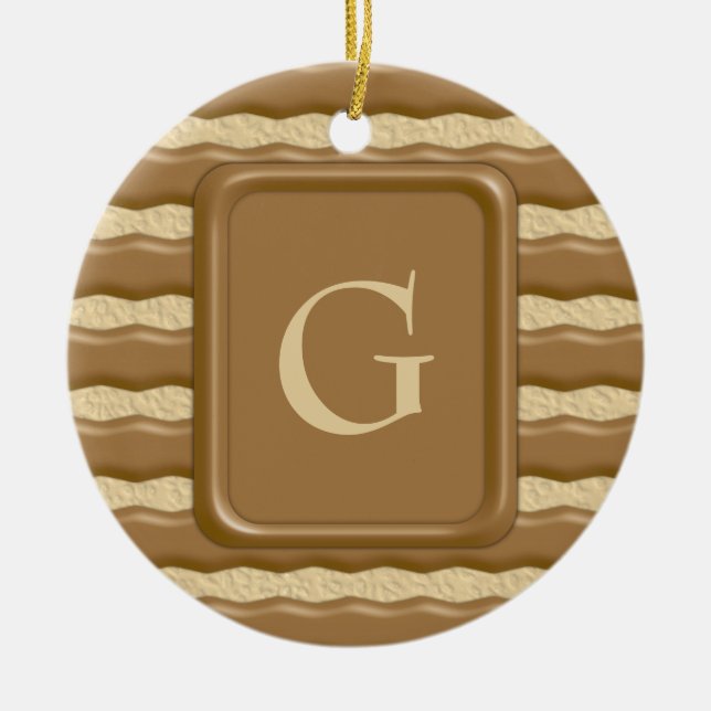 Fudge Striped Shortbread Cookies Ceramic Ornament (Front)