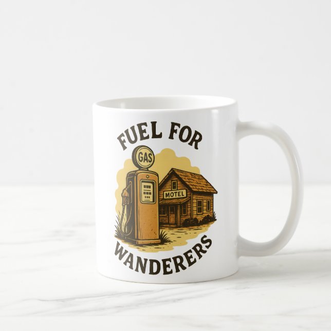 Fuel for Wanderers Retro Gas Pump Art Coffee Mug (Right)