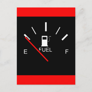 FUEL GAUGE EMPTY FULL BLACK WHITE RED TRAVEL2 POSTCARD
