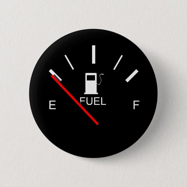 FUEL GAUGE EMPTY FULL BLACK WHITE RED TRAVEL BUTTO BUTTON (Front)