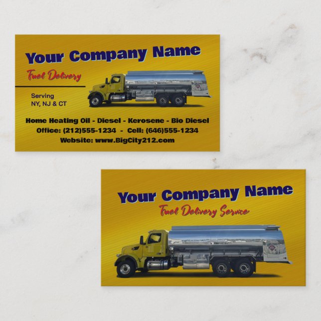 Fuel Tanker Trucking CUSTOMIZABLE Business Card (Front/Back)