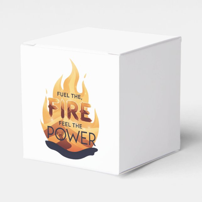 Fuel the Fire Feel the Power Motivational Tee Favor Boxes (Front Side)