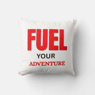 Fuel Your Adventure – Outdoor Motorcycle Typograph Throw Pillow