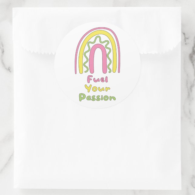 Fuel your passion motivational boho rainbow classic round sticker (Bag)