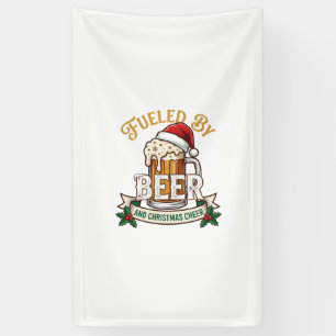 Fueled Beer Christmas Cheer Mug Santa Hat Holly Banner