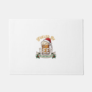 Fueled Beer Christmas Cheer Mug Santa Hat Holly Doormat