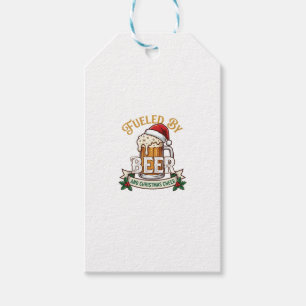 Fueled Beer Christmas Cheer Mug Santa Hat Holly Gift Tags