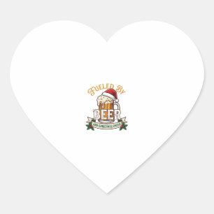 Fueled Beer Christmas Cheer Mug Santa Hat Holly Heart Sticker