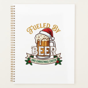 Fueled Beer Christmas Cheer Mug Santa Hat Holly Planner