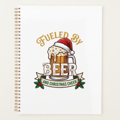 Fueled Beer Christmas Cheer Mug Santa Hat Holly Planner