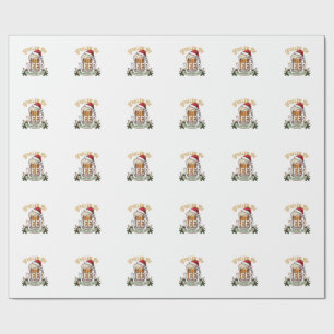 Fueled Beer Christmas Cheer Mug Santa Hat Holly Wrapping Paper