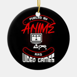 Fueled By Anime And Video Games Gamer Quote Ceramic Ornament