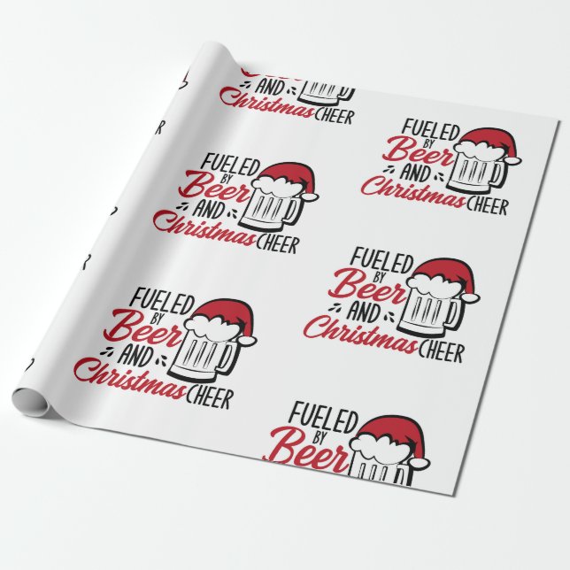 Fueled By Beer and Christmas Cheer Wrapping Paper (Unrolled)