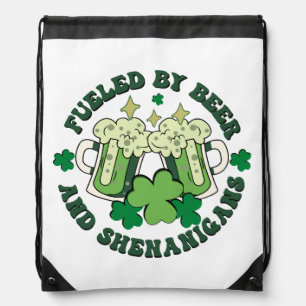 Fueled By Beer And Shenanigans Drawstring Bag