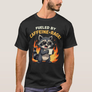 Fueled by Caffeine and Rage Raccoon Coffee Lover T-Shirt