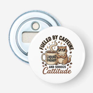 Fueled by Caffeine and Serious Cattitude Funny Cat Bottle Opener