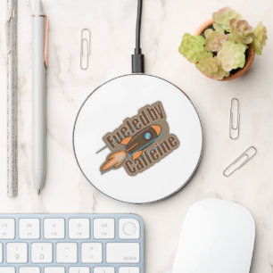 Fueled by Caffeine Rocket Illustration Wireless Charger