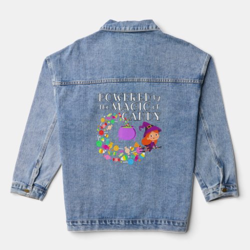 Fueled By Candy Magic Redhead Flying Witch Hallowe Denim Jacket
