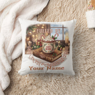 Fueled By Cocoa Christmas Reads Book Quote Throw Pillow
