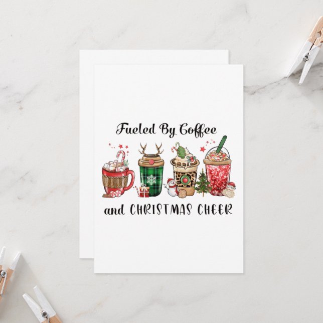 Fueled by Coffee and Christmas Cheer Invitation (Front/Back In Situ)