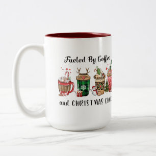Fueled by Coffee and Christmas Cheer Two-Tone Coffee Mug