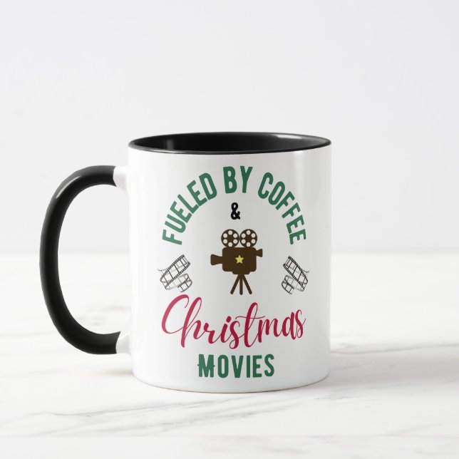 Fueled by Coffee and Christmas Movies Coffee Mug (Left)