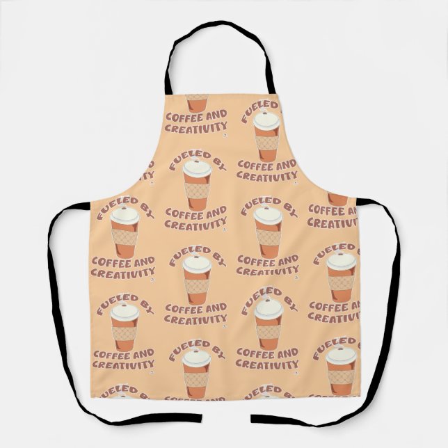 Fueled By Coffee and Creativity Fun Pattern Apron (Front)